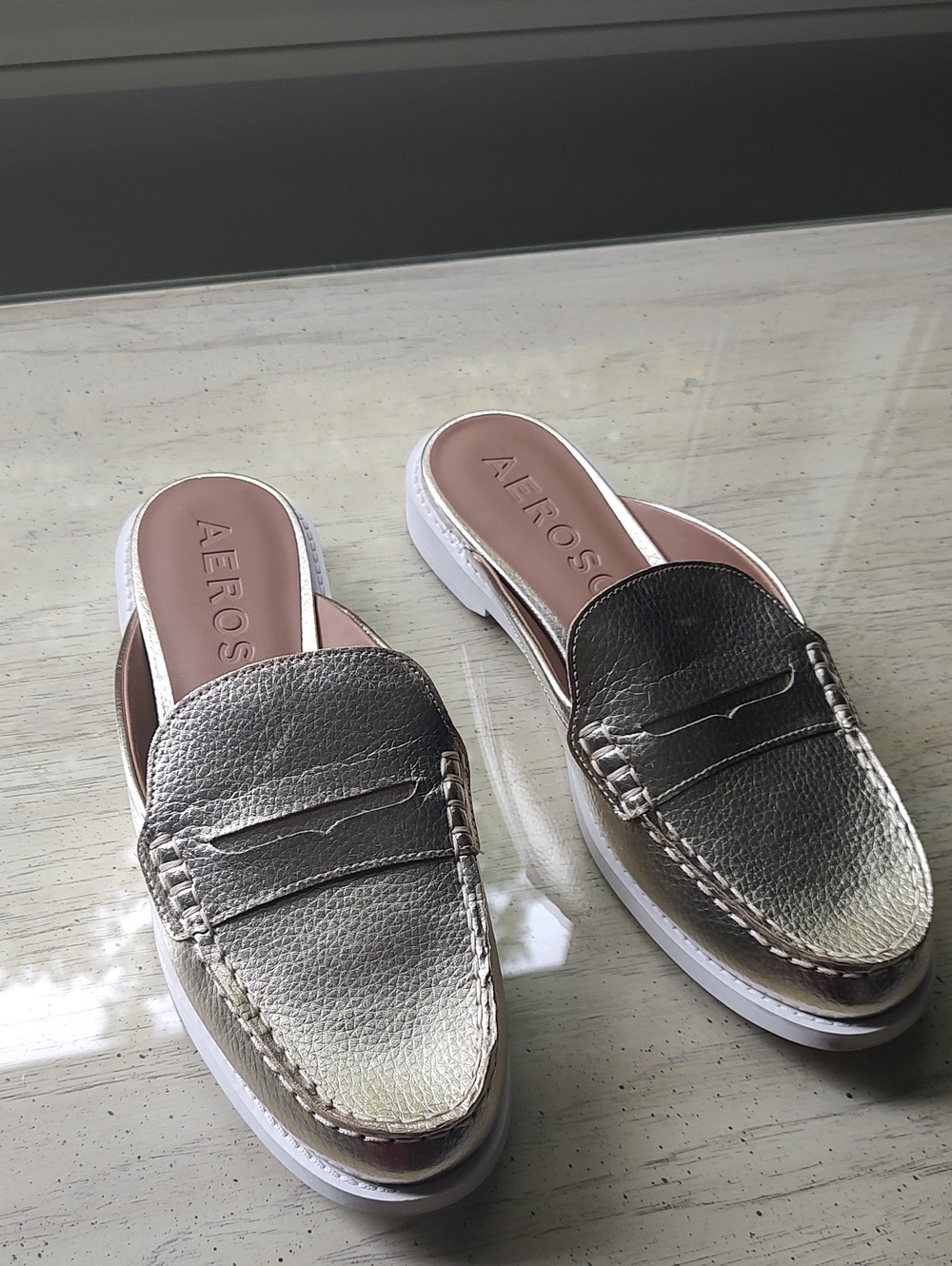 AEROSOLES  Gold Slip-On Penny Mules
